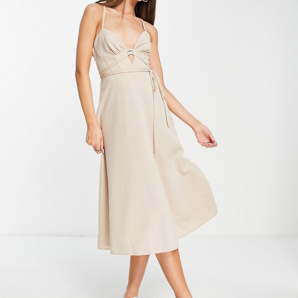 ASOS DESIGN strappy cupped skater midi dress